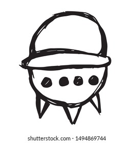 Vector Illustration of Hand Drawn Sketch of UFO or Spaceship Icon on Isolated Background