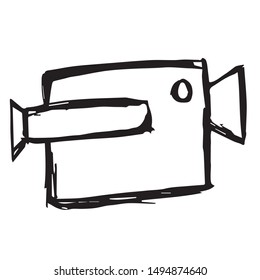 Vector Illustration of Hand Drawn Sketch of Video Camera Icon on Isolated Background