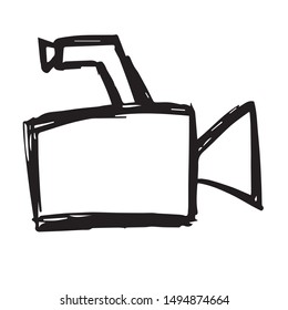 Vector Illustration of Hand Drawn Sketch of Video Camera Icon on Isolated Background