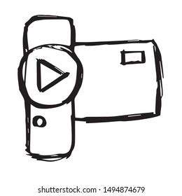 Vector Illustration of Hand Drawn Sketch of Video Camera Icon on Isolated Background