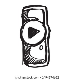 Vector Illustration of Hand Drawn Sketch of Video Camera Icon on Isolated Background