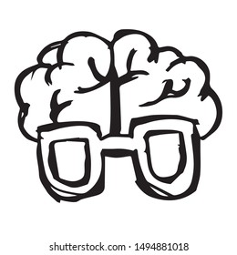 Vector Illustration of Hand Drawn Sketch of Brain Body Part Icon on Isolated Background