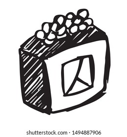 Vector Illustration of Hand Drawn Sketch of Sushi Japanese Food Icon on Isolated Background