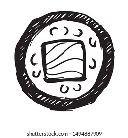 Vector Illustration of Hand Drawn Sketch of Sushi Japanese Food Icon on Isolated Background