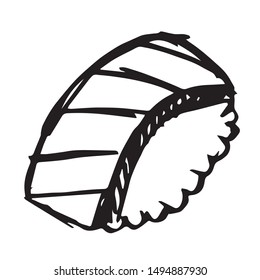 Vector Illustration of Hand Drawn Sketch of Sushi Japanese Food Icon on Isolated Background