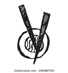 Vector Illustration of Hand Drawn Sketch of Sushi Japanese Food Icon on Isolated Background