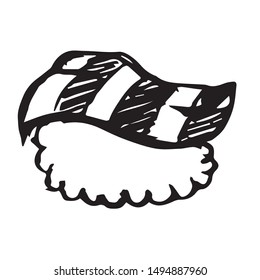 Vector Illustration of Hand Drawn Sketch of Sushi Japanese Food Icon on Isolated Background