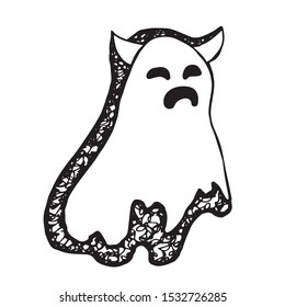 Vector Illustration of Hand Drawn Sketch of Scary Ghost For Halloween Icon on Isolated Background