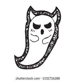 Vector Illustration of Hand Drawn Sketch of Scary Ghost For Halloween Icon on Isolated Background