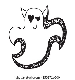 Vector Illustration of Hand Drawn Sketch of Scary Ghost For Halloween Icon on Isolated Background