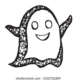 Vector Illustration of Hand Drawn Sketch of Scary Ghost For Halloween Icon on Isolated Background