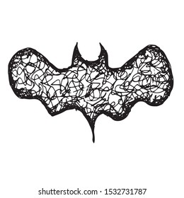 Vector Illustration of Hand Drawn Sketch of Halloween Spooky Bat Icon on Isolated Background