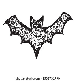 Vector Illustration of Hand Drawn Sketch of Halloween Spooky Bat Icon on Isolated Background
