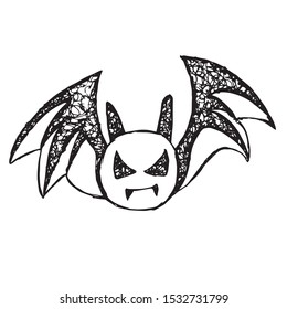Vector Illustration of Hand Drawn Sketch of Halloween Spooky Bat Icon on Isolated Background