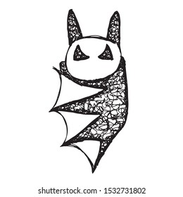 Vector Illustration of Hand Drawn Sketch of Halloween Spooky Bat Icon on Isolated Background