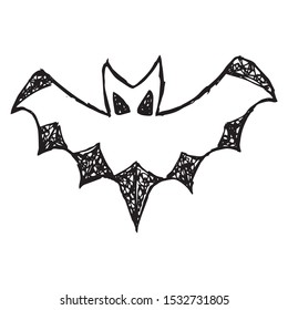 Vector Illustration of Hand Drawn Sketch of Halloween Spooky Bat Icon on Isolated Background
