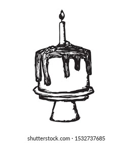 Vector Illustration of Hand Drawn Sketch of Birthday Bakery Cake Icon on Isolated Background