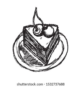 Vector Illustration of Hand Drawn Sketch of Birthday Bakery Cake Icon on Isolated Background