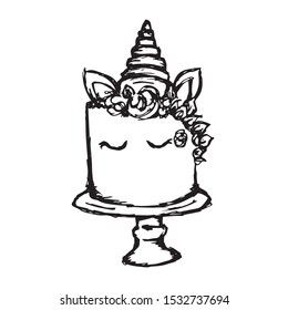 Vector Illustration of Hand Drawn Sketch of Birthday Bakery Cake Icon on Isolated Background