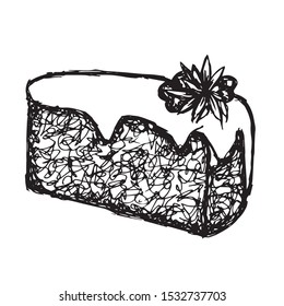 Vector Illustration of Hand Drawn Sketch of Birthday Bakery Cake Icon on Isolated Background