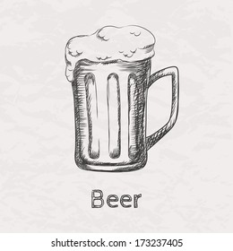 Vector illustration of hand drawn sketch of beer mug