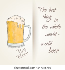 Vector illustration of hand drawn sketch of beer