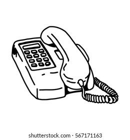 vector illustration hand drawn sketch of telephone isolated on white background