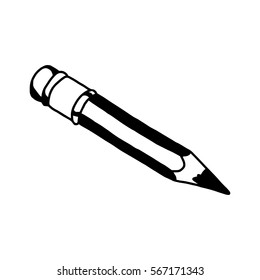 vector illustration hand drawn sketch of pencil with rubber on the top isolated on white background