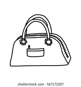 vector illustration hand drawn sketch of lady's handbag isolated on white background