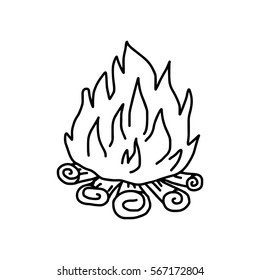 vector illustration hand drawn sketch of campfire isolated on white background