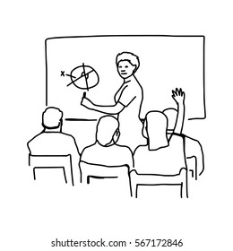 vector illustration hand drawn sketch of classroom isolated on white background