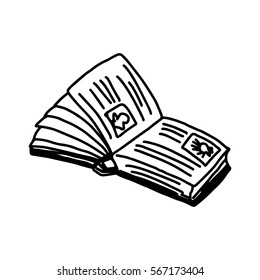 vector illustration hand drawn sketch of open book isolated on white background