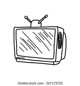 vector illustration hand drawn sketch of retro television isolated on white background