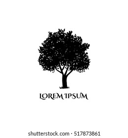 Vector illustration of a hand drawn sketched tree. Simple tree logo concept.
