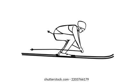 Vector illustration of hand drawn ski winter sports concept.