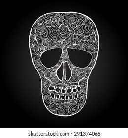 Vector illustration with hand drawn skull. 