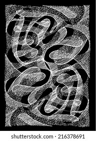 Vector illustration of hand drawn snake black & white pattern. Grunge pattern / Background. 