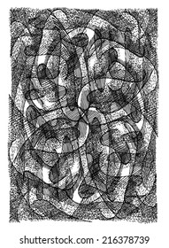Vector illustration of hand drawn snake black & white pattern. Grunge pattern / Background. 