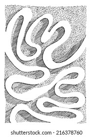 Vector illustration of hand drawn snake black & white pattern. Grunge pattern / Background. 