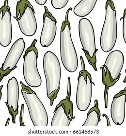 Vector illustration of hand drawn snowy eggplants. Cool vegetable print, beautiful design elements
