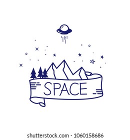 Vector illustration of hand drawn space elements