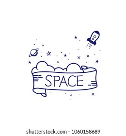 Vector illustration of hand drawn space elements