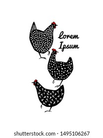 Vector Illustration Hand Drawn Speckled Hens Stock Vector (Royalty Free ...