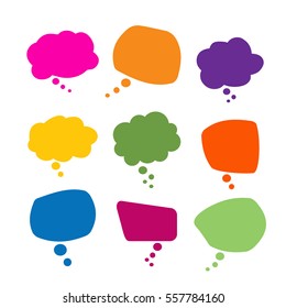 Vector illustration - Hand drawn speech bubble in flat design. thought bubble colorful set.