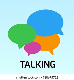 Vector illustration - Hand drawn speech bubble. Talking bubble colorful. Empty color bubbles on blue background.