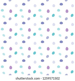 Vector illustration of hand drawn spots. Seamless repeat pattern with cute and colorful dots. Abstract childish texture for fabric, textile, apparel or wrapping paper. 