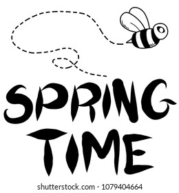 Vector Illustration of a hand drawn spring time graphic featuring a bumblebee.