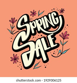 Vector Illustration of Hand Drawn Spring Sale Lettering. Good for Greeting Card, Cover, Poster, T Shirt, Sticker, and others.