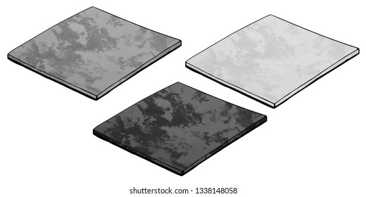 Vector illustration of hand drawn square stand for food, dishes etc., for interior with surface textured effect of decorative stuccoing. Isolated on white background.