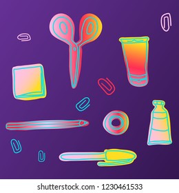 Vector illustration with hand drawn stationery items